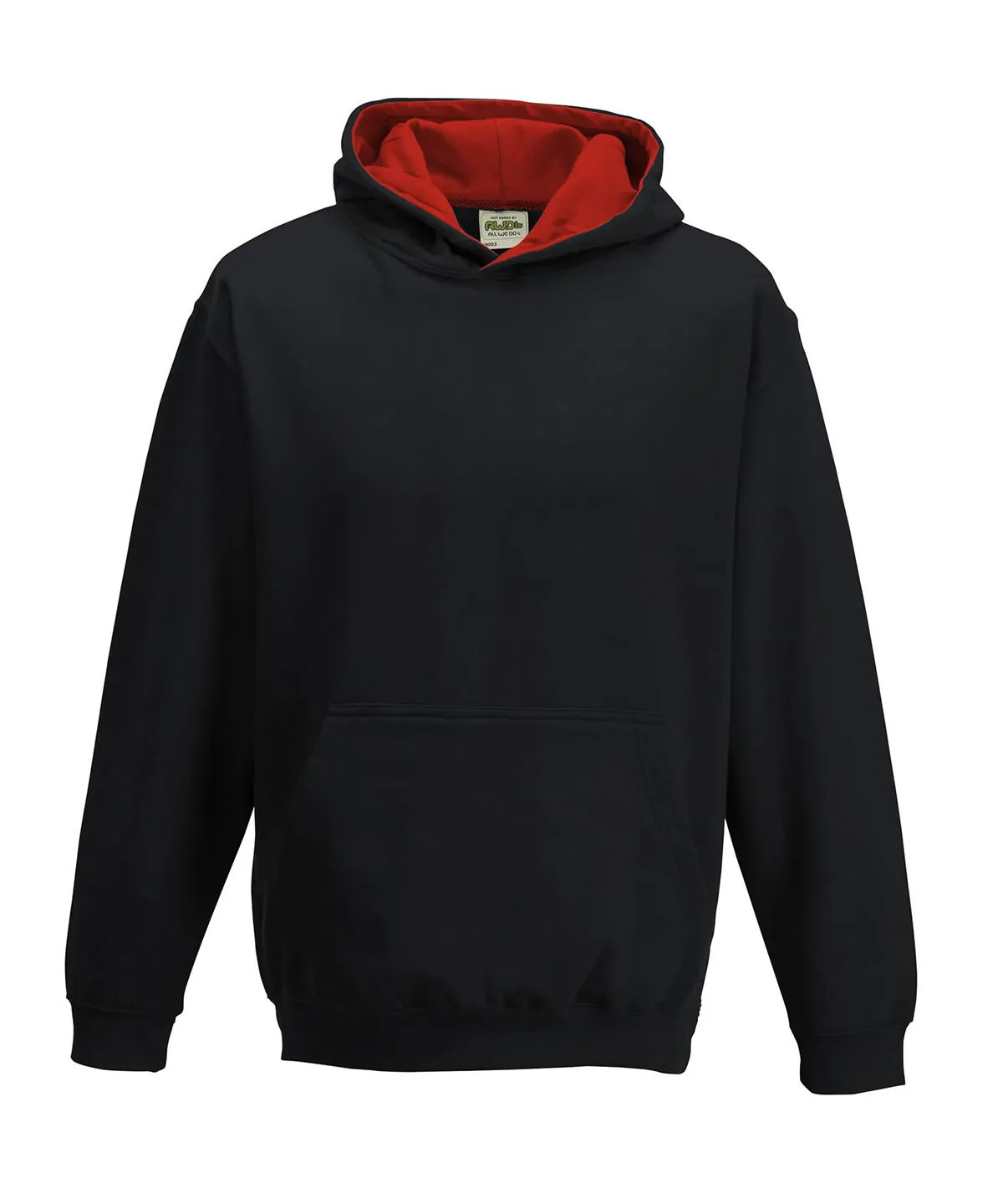 Kids varsity hoodie | Jet Black/Fire Red