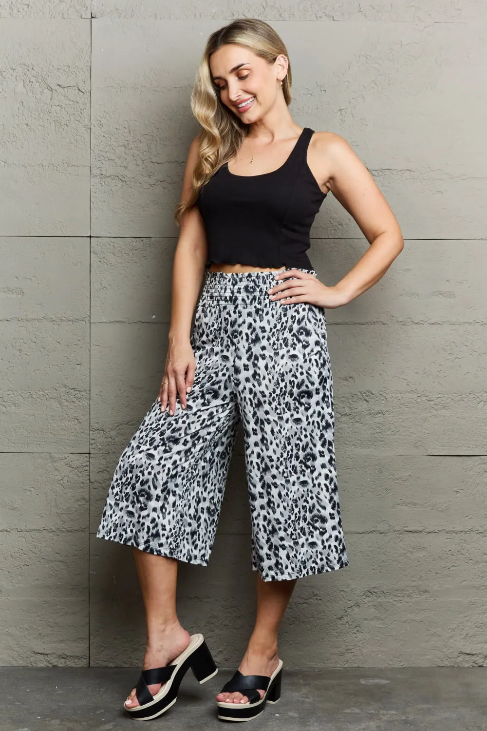 Leopard High Waist Flowy Wide Leg Pants