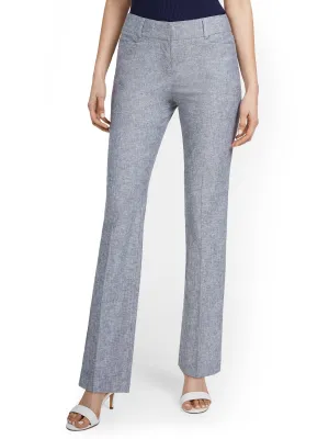 Linen-Blend Mid-Rise Straight-Leg Pant