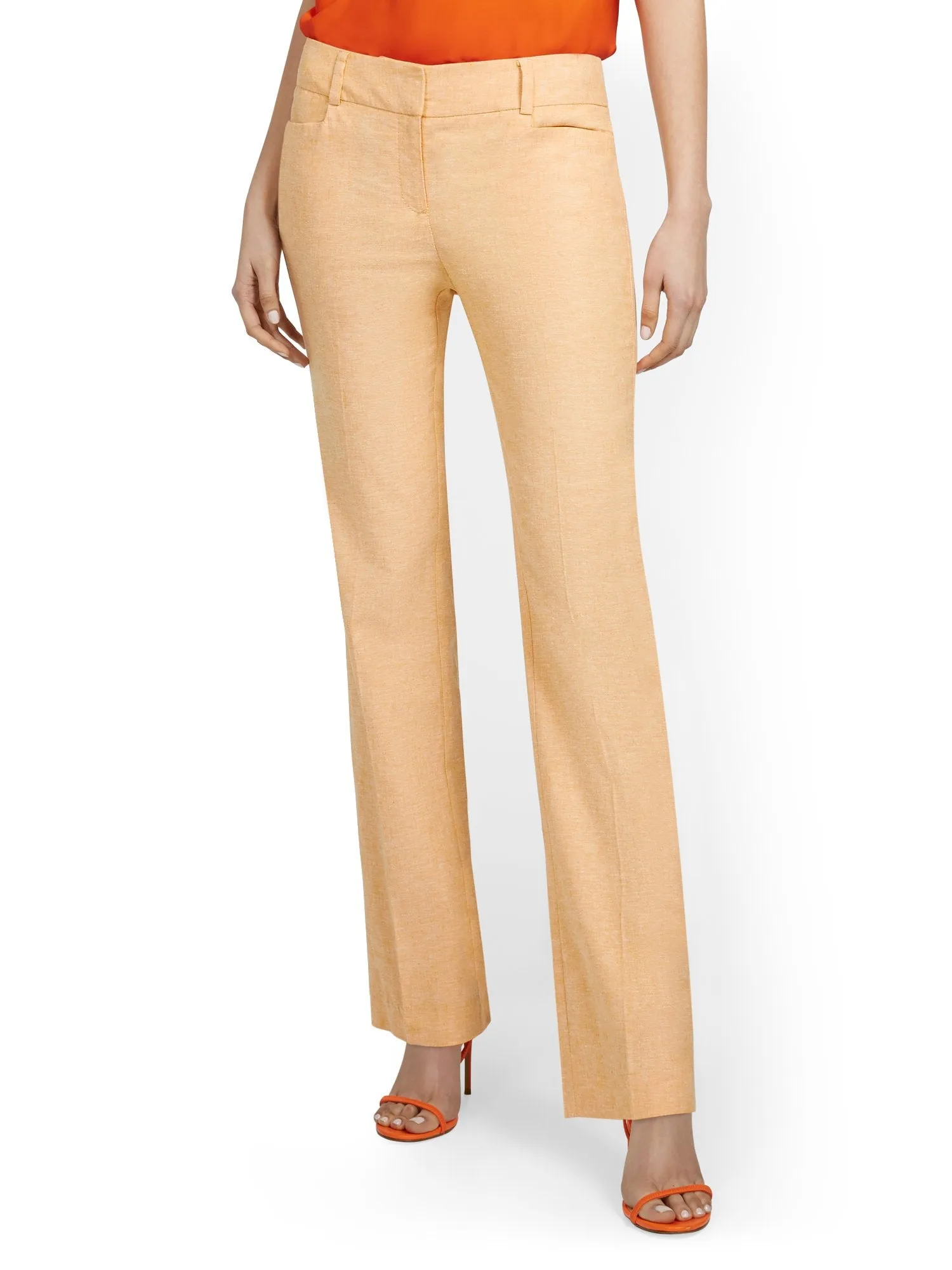 Linen-Blend Mid-Rise Straight-Leg Pant