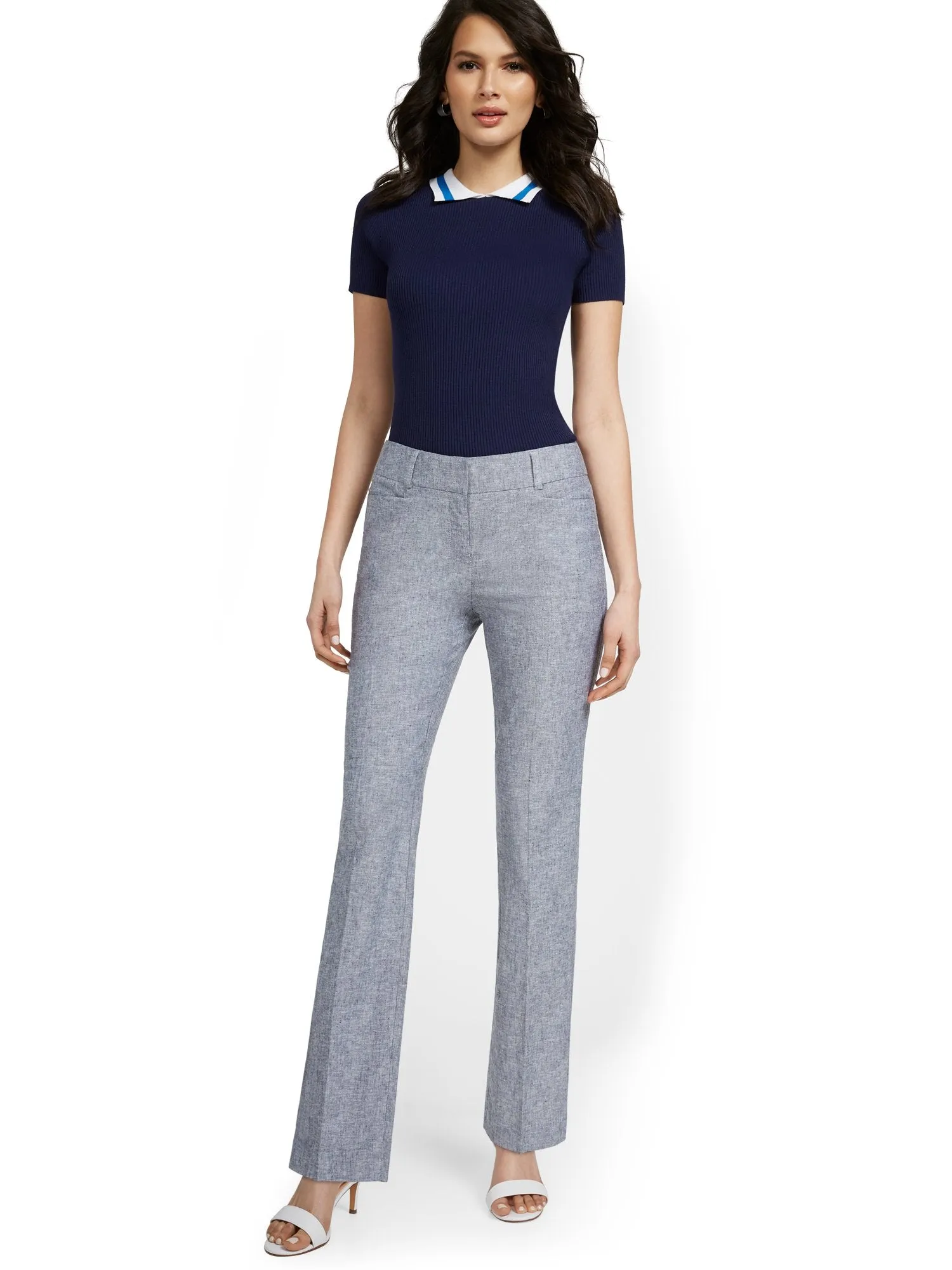 Linen-Blend Mid-Rise Straight-Leg Pant