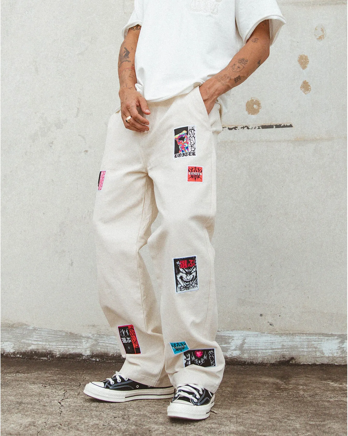 Loiter Patchwork Trousers Off White