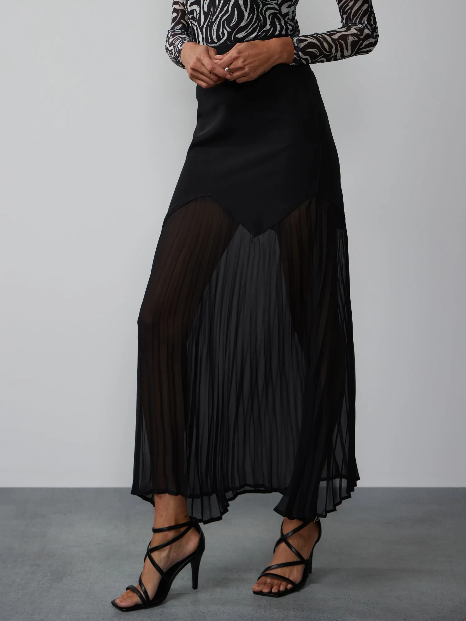 Long Chiffon Pleated Skirt