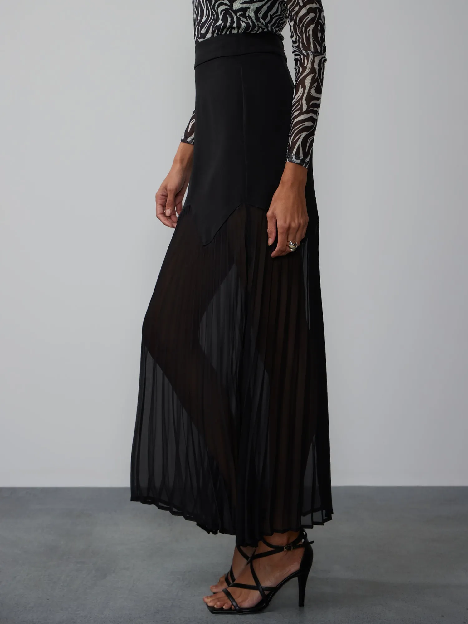 Long Chiffon Pleated Skirt