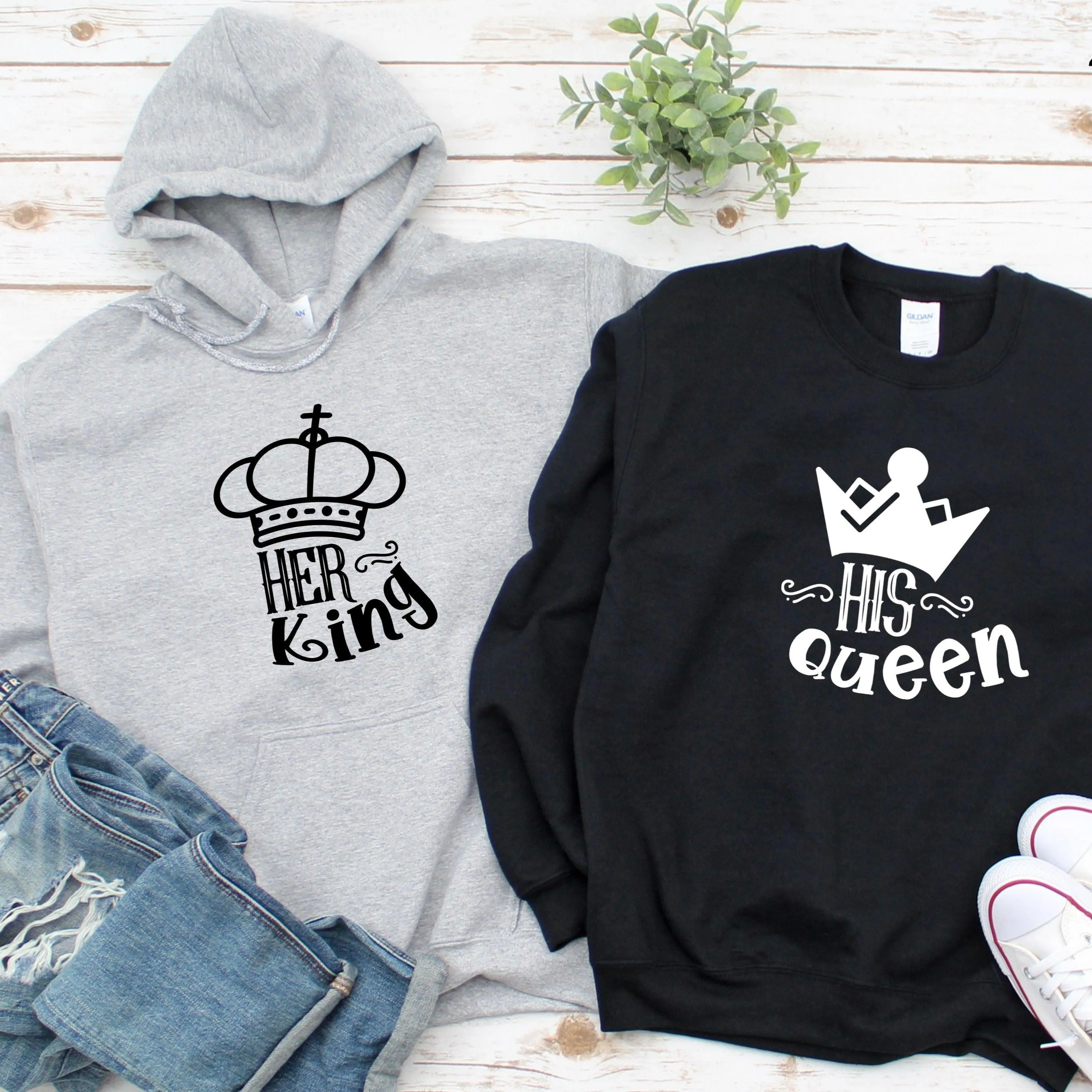 Matching Set: His King & Her Queen Gift for Couples, Perfect for Valentine's Day!