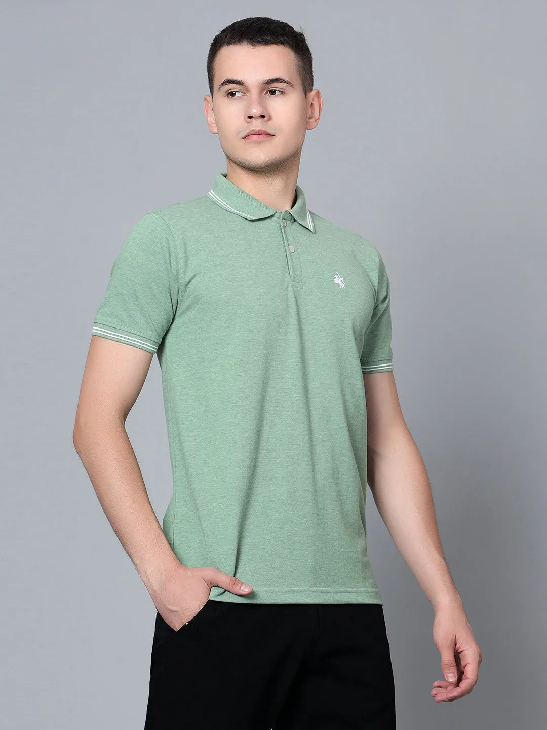 Men Green Mélange T-Shirt