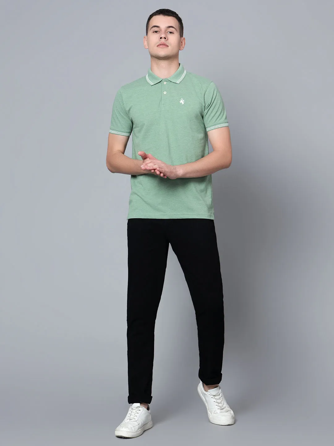 Men Green Mélange T-Shirt