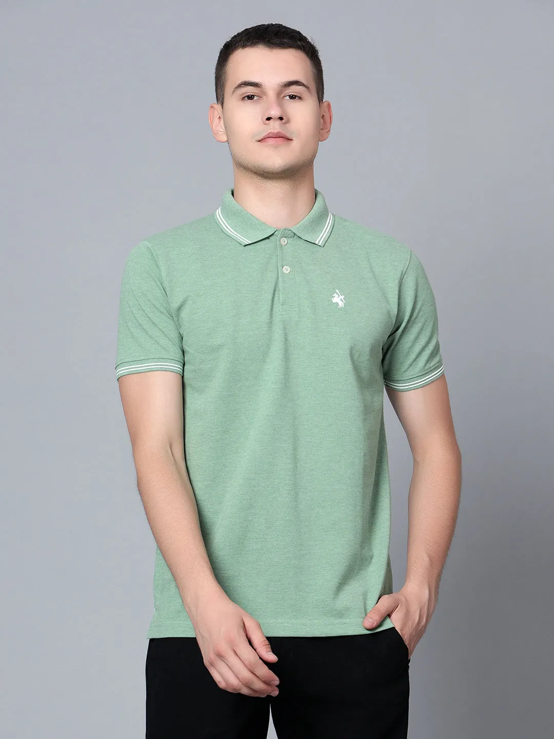 Men Green Mélange T-Shirt