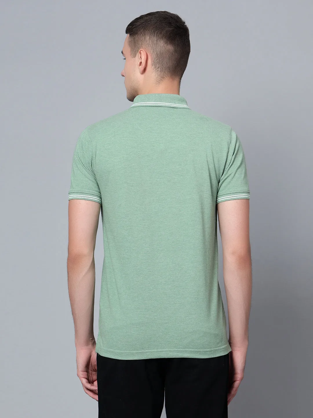 Men Green Mélange T-Shirt