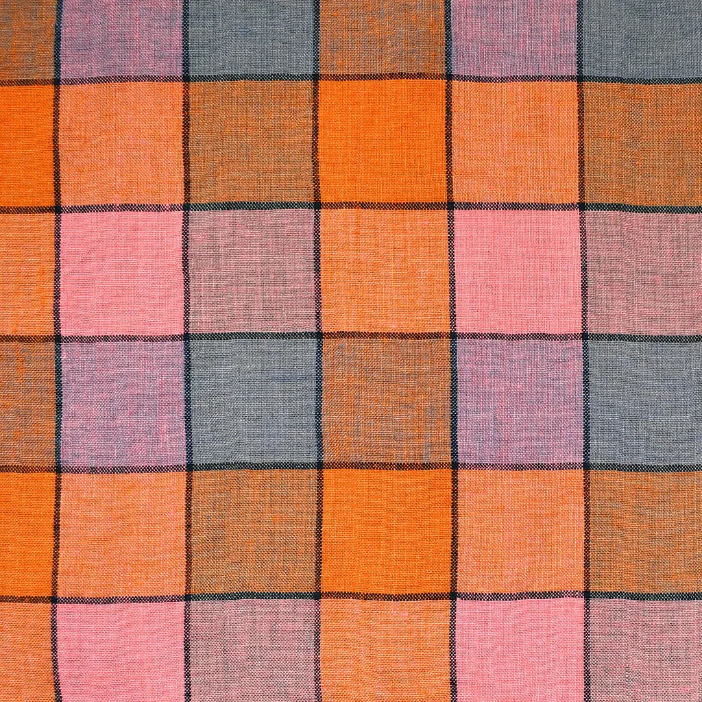 Merchant & Mills Mini Wham Check Soft Washed Linen Orange/Pink