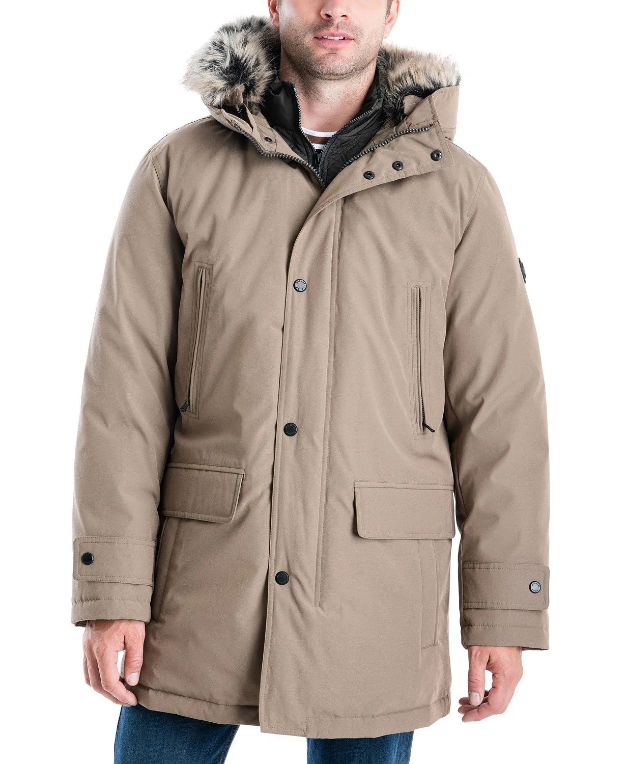 Michael Kors Men's Heavyweight Hooded Snorkel Parka Coat with Bib