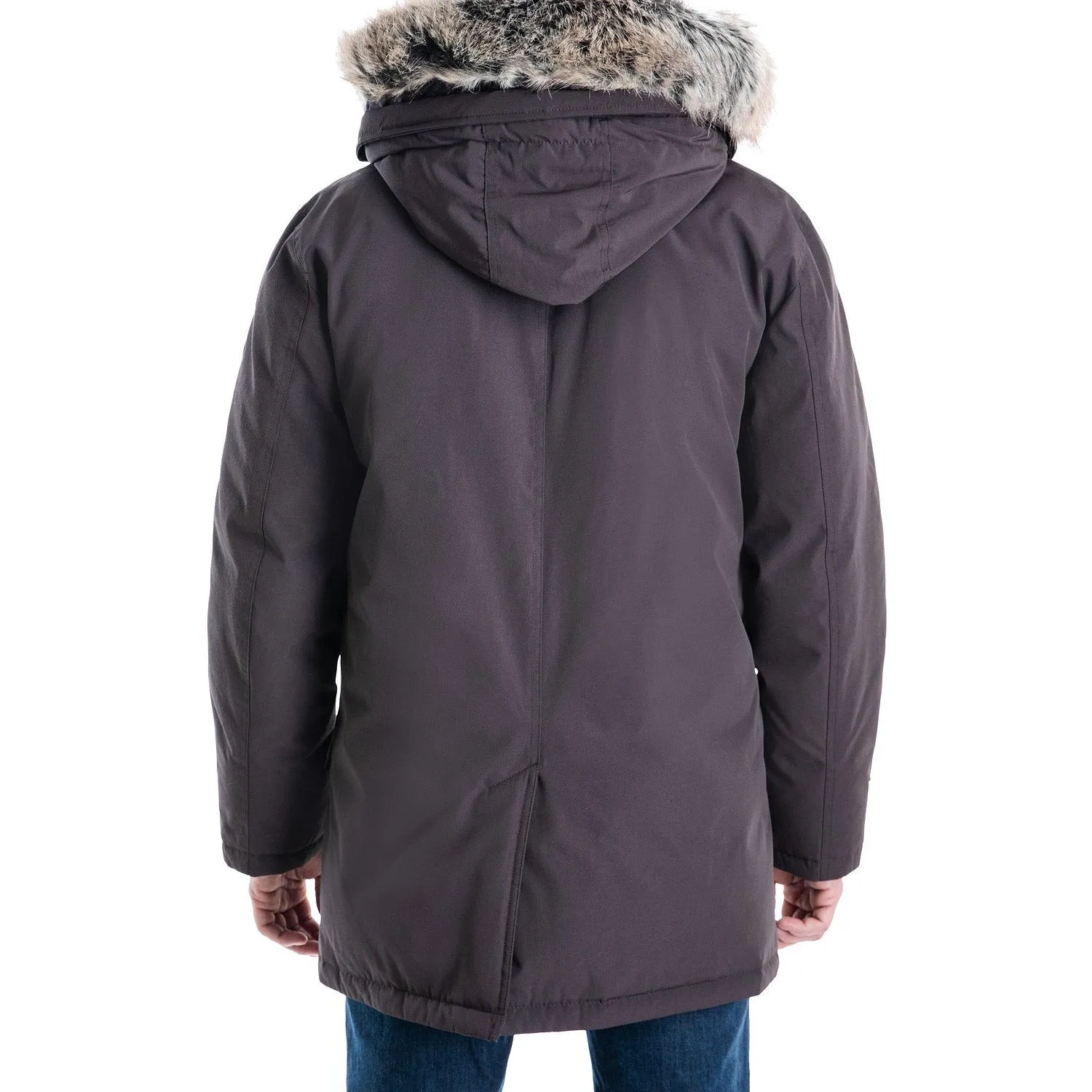 Michael Kors Men's Heavyweight Hooded Snorkel Parka with Stand Collar with Attached Faux-fur Trim Hood