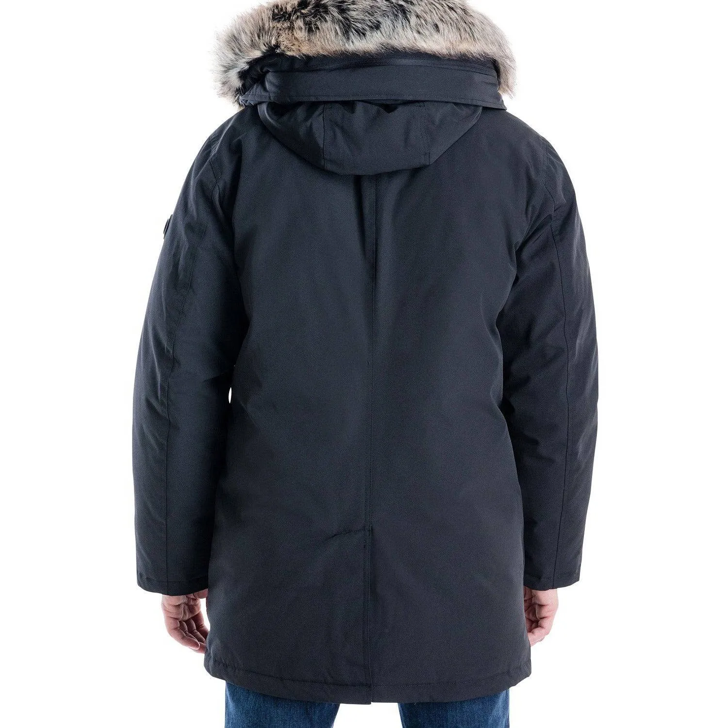 Michael Kors Men's Heavyweight Hooded Snorkel Parka with Stand Collar with Attached Faux-fur Trim Hood