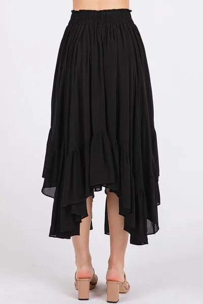 Mittoshop Handkerchief Hem Elastic Waist Pocket Midi Skirt