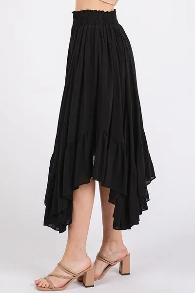 Mittoshop Handkerchief Hem Elastic Waist Pocket Midi Skirt