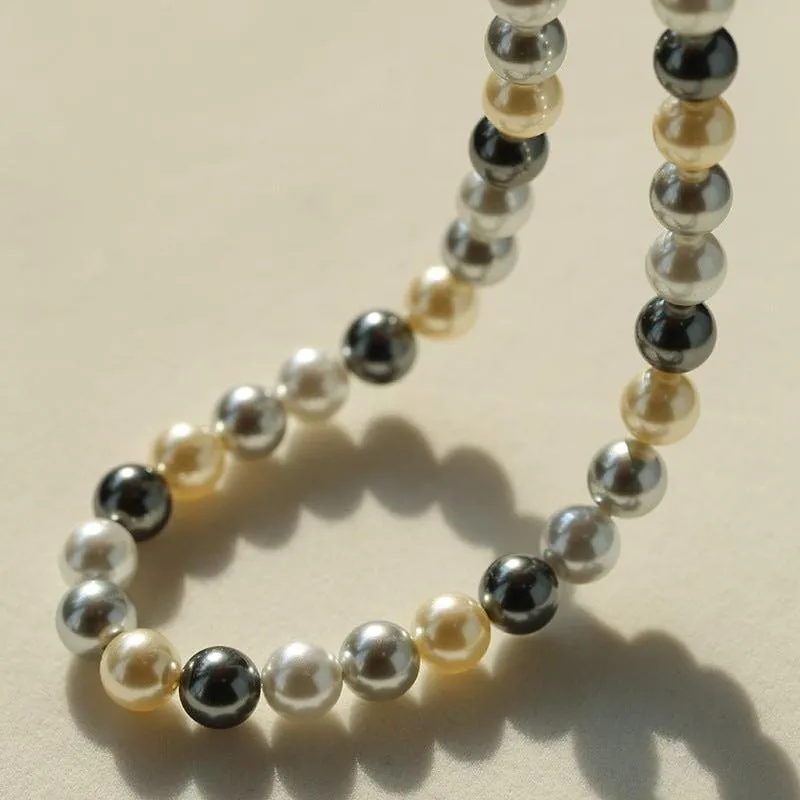 Mixed Color Round Artificial Pearl Necklaces-10mmPearls