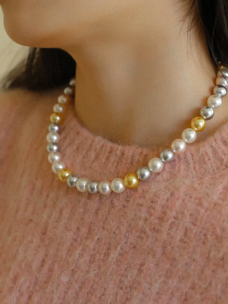 Mixed Color Round Artificial Pearl Necklaces-10mmPearls