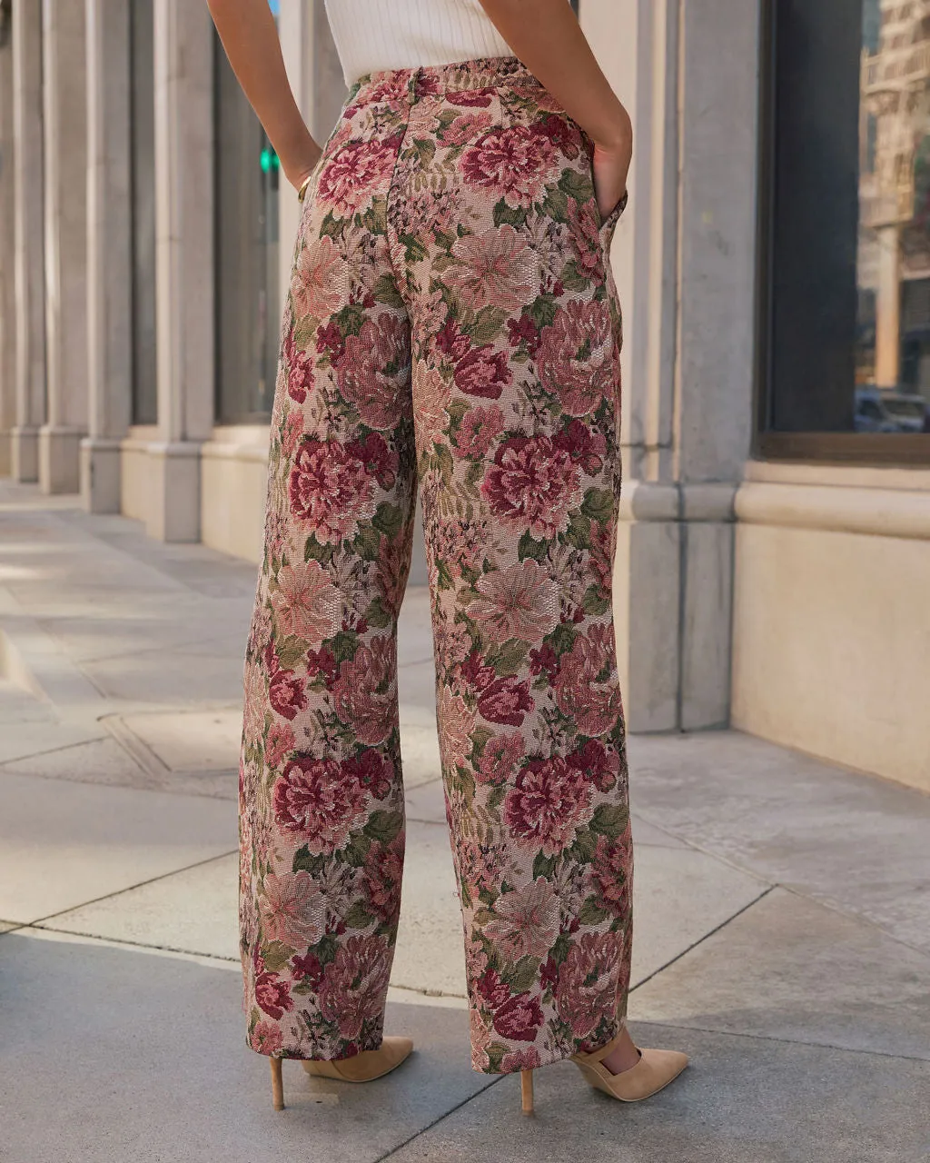 Moment In Time Floral Tapestry High Rise Pants