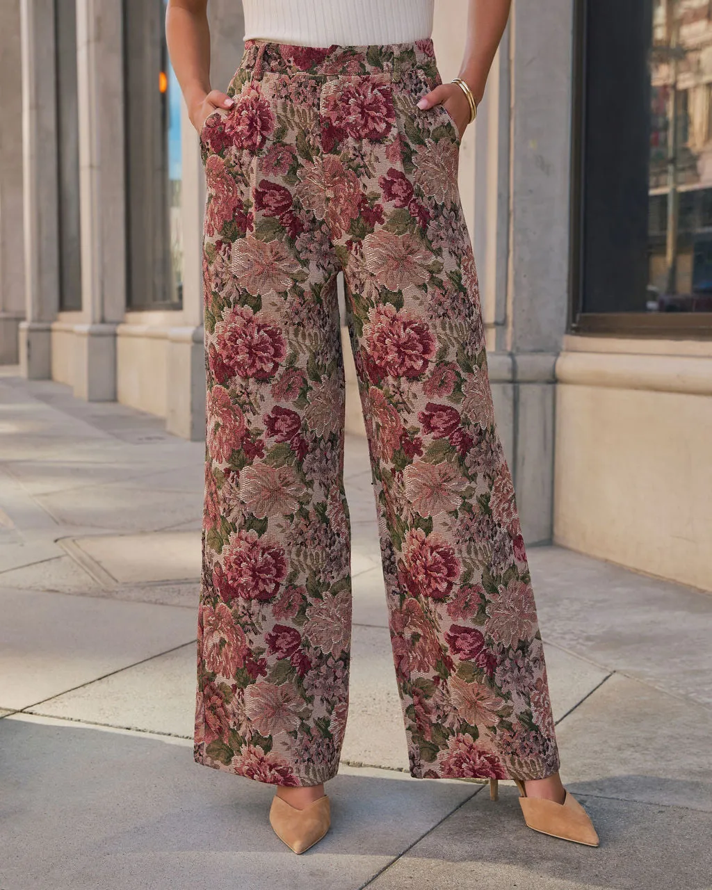 Moment In Time Floral Tapestry High Rise Pants