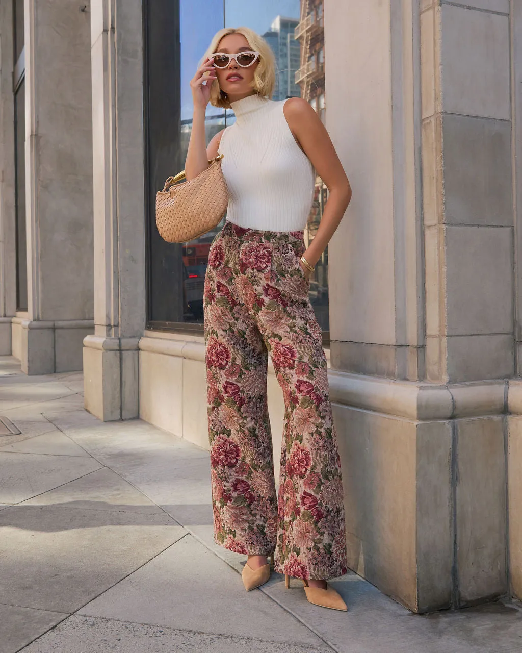 Moment In Time Floral Tapestry High Rise Pants