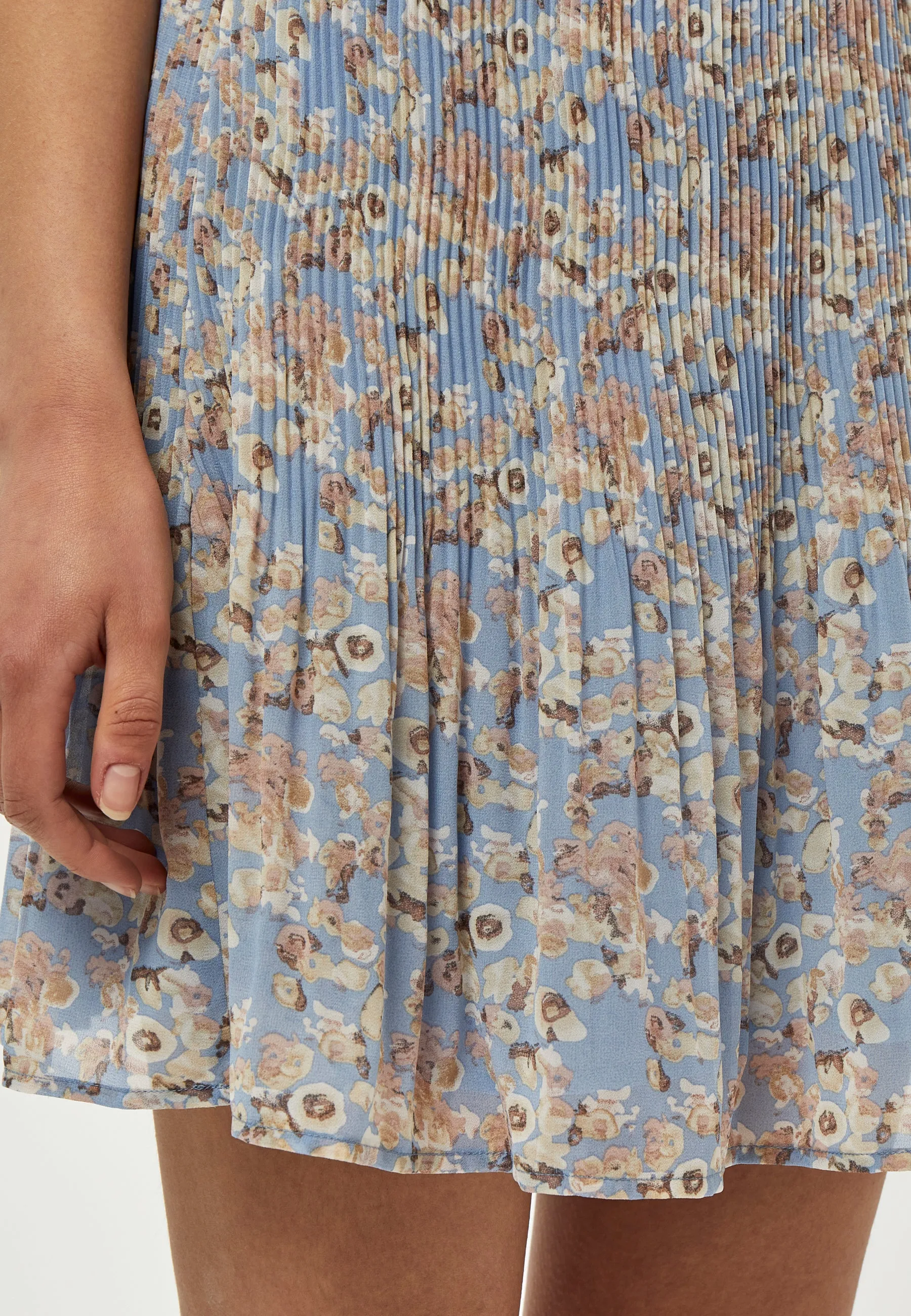 MSRikka Short Skirt - Dusty Blue Flower Print