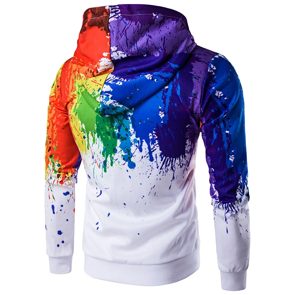 Paint Splatter Printed Zip-Up Hoodie 2625