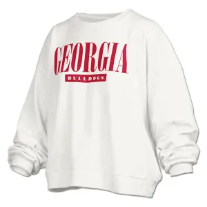 Pressbox Women's Janise Georgia Bulldogs Fleece Long Sleeve Top