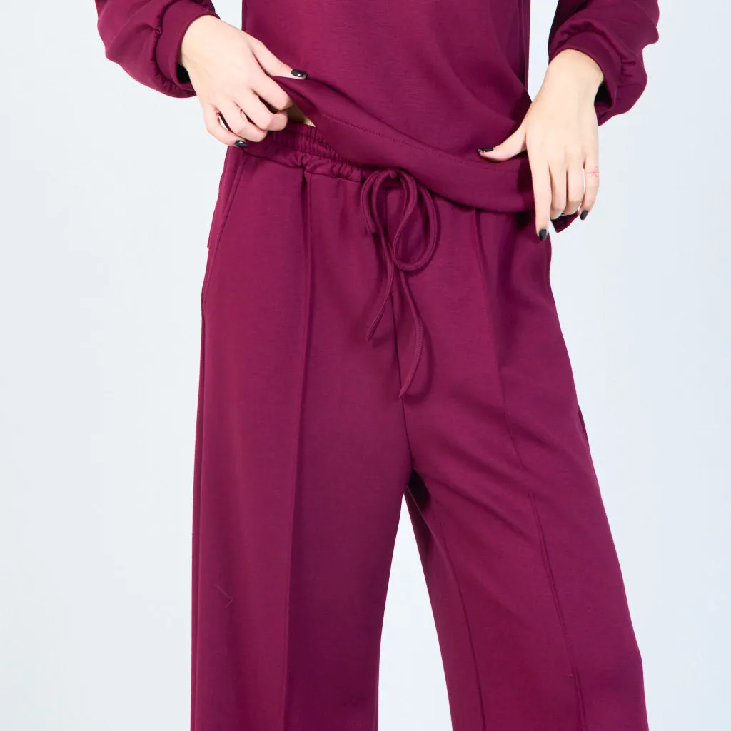 Relaxed wide-leg drawstring pants wholesale