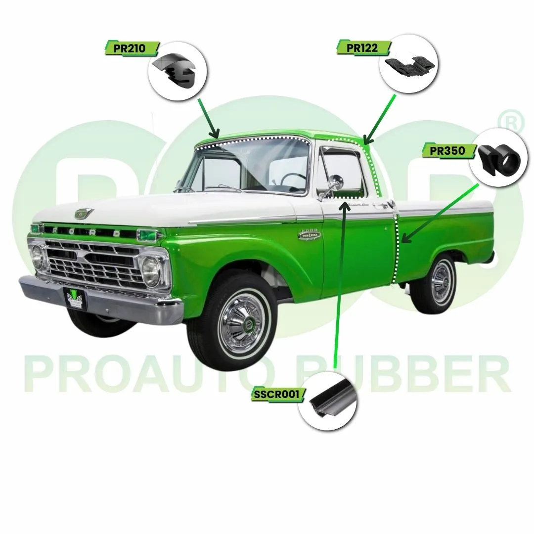 Rubber Kit For Ford F100 & F250 With Channel And Scrapers