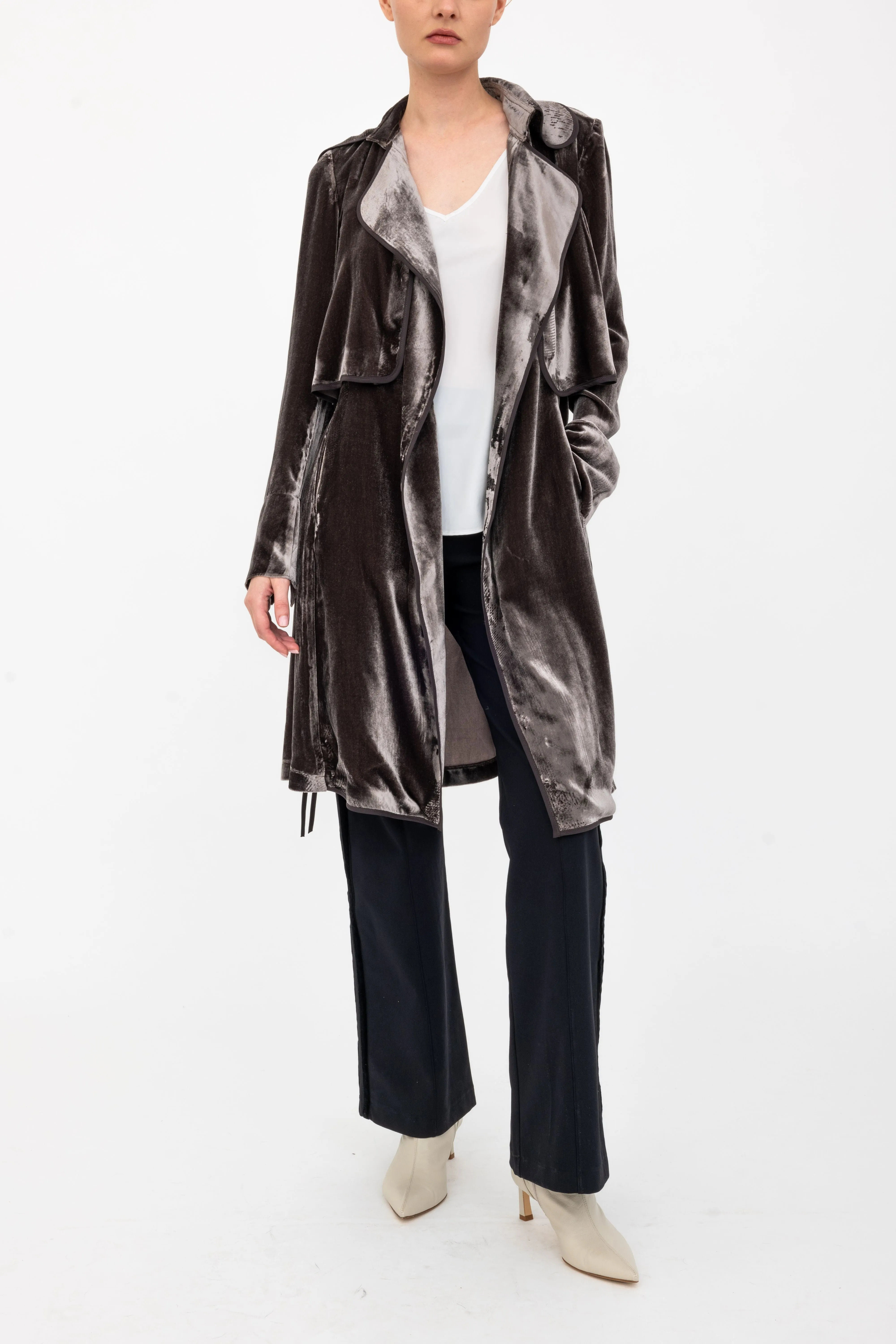 Silk Velvet Trench Coat - ANTONY H24