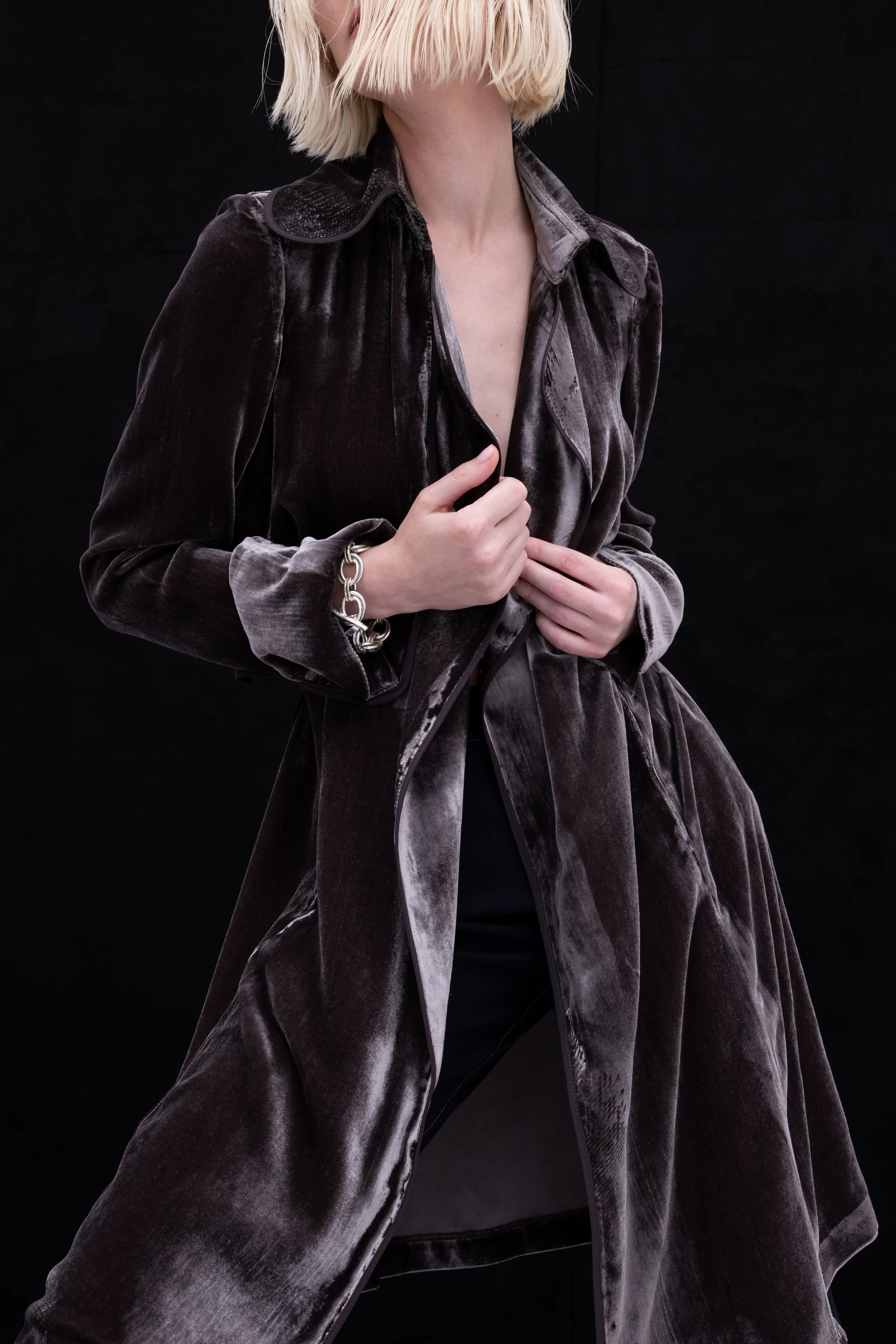 Silk Velvet Trench Coat - ANTONY H24