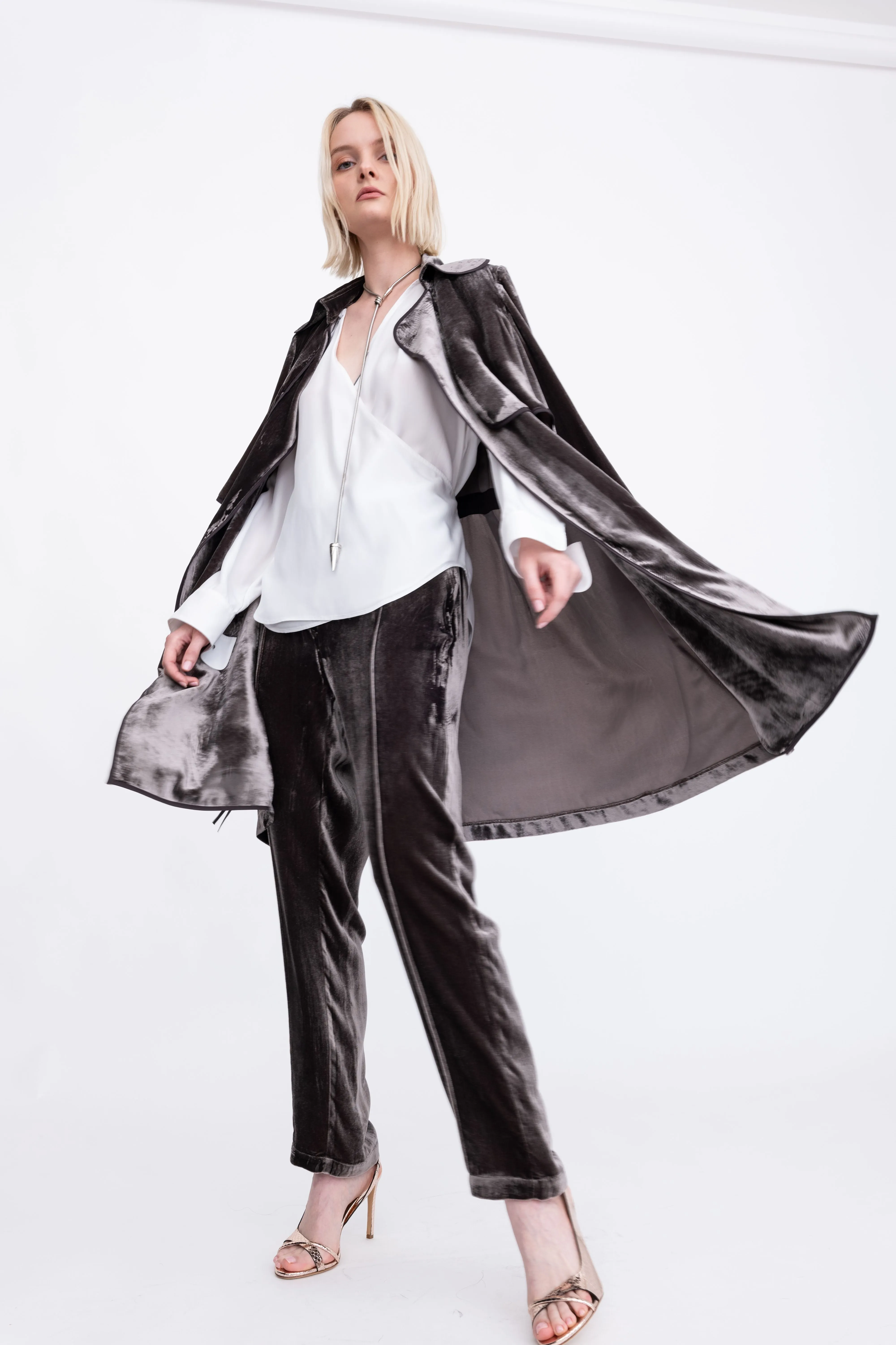 Silk Velvet Trench Coat - ANTONY H24