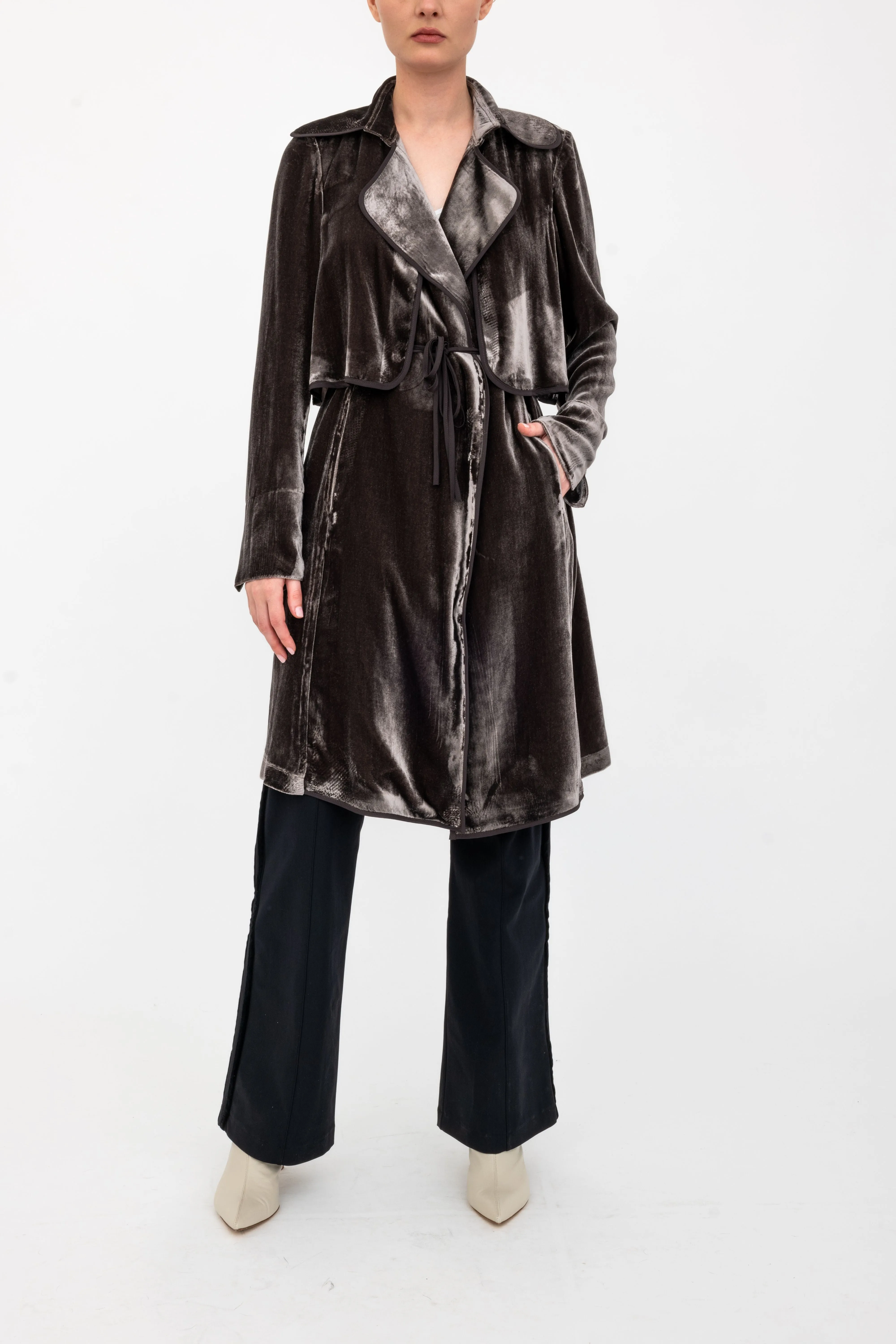 Silk Velvet Trench Coat - ANTONY H24