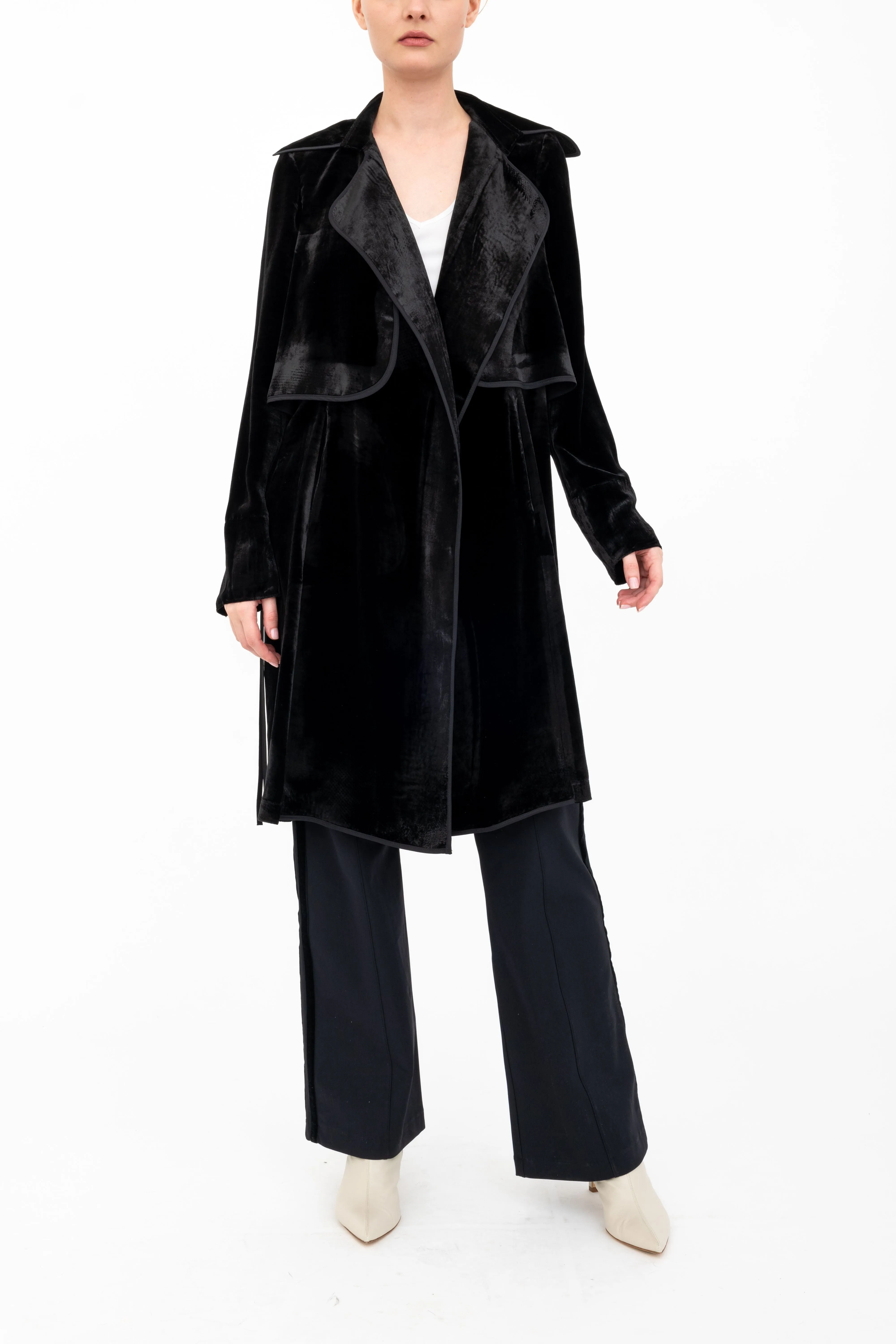 Silk Velvet Trench Coat - ANTONY H24