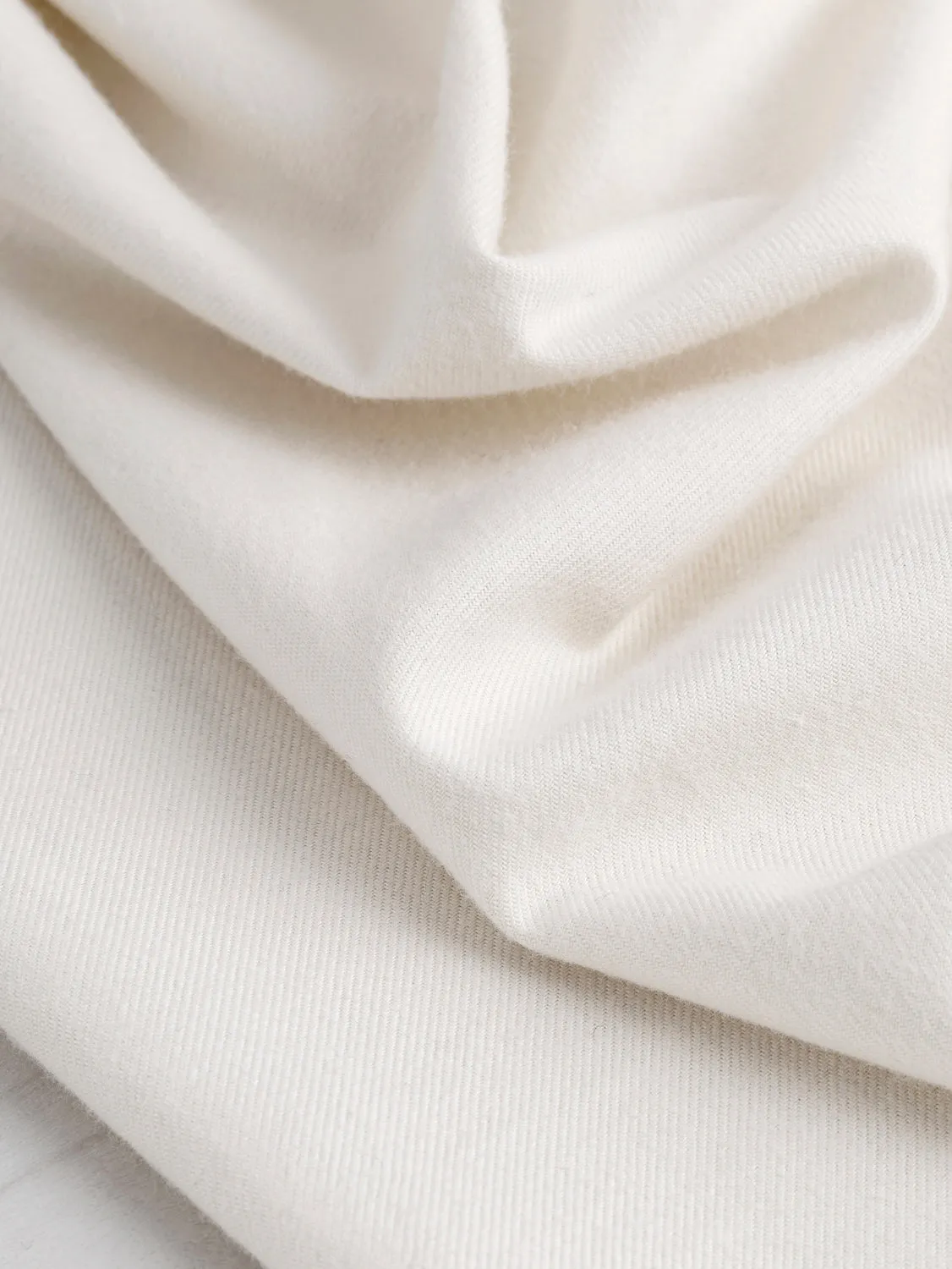 Solid Cotton Flannel Twill - Cream - Swatch