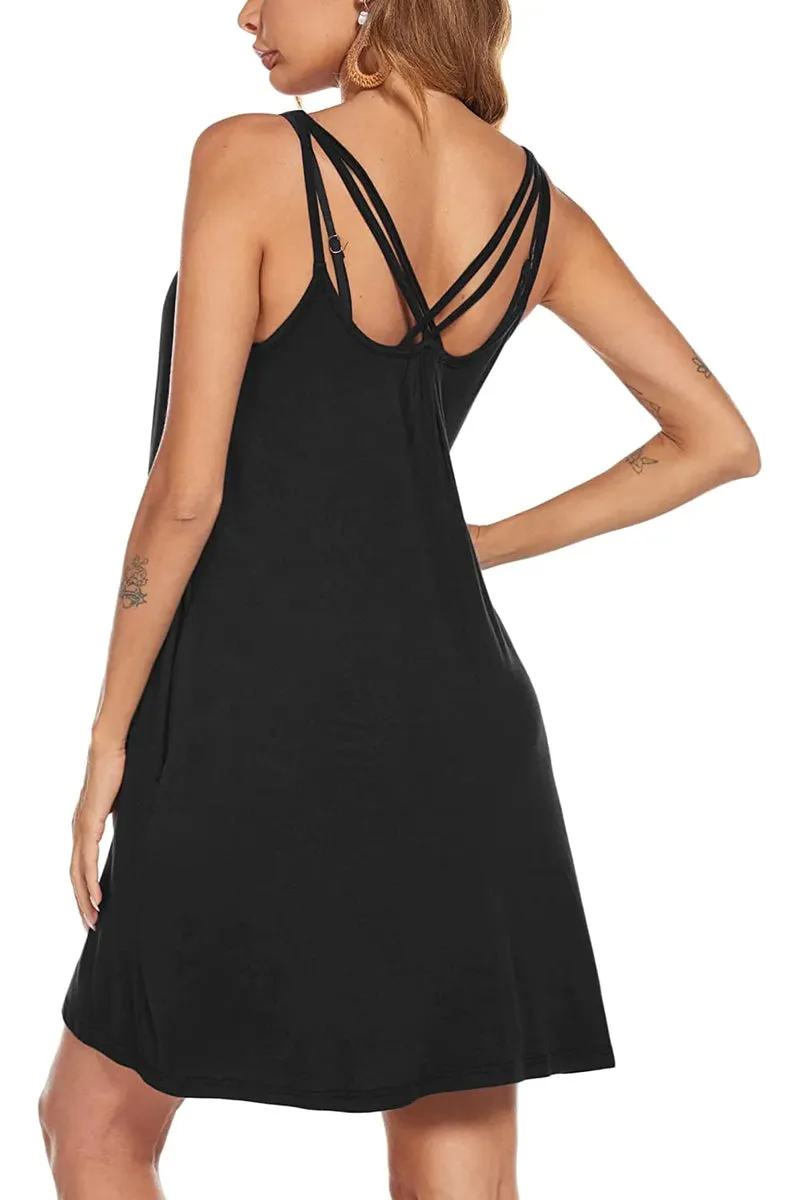 Spaghetti Strap Flowy Pleated Mini Dress - Zeagoo (Us Only)