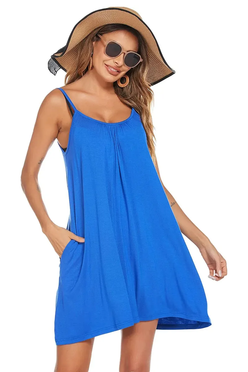 Spaghetti Strap Flowy Pleated Mini Dress - Zeagoo (Us Only)