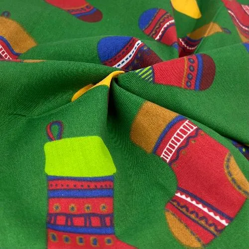 Stockings - Green | Print Poly/Cotton Shirting - SKU 7634A #U17