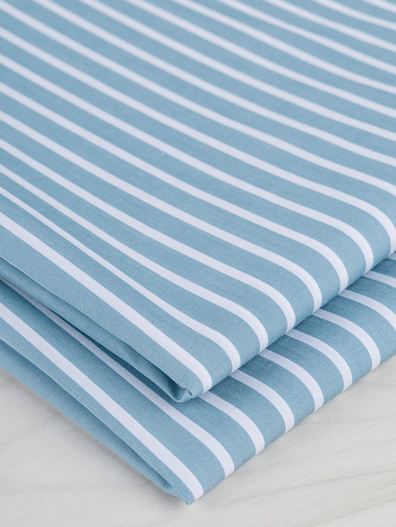 Stripe Cotton Poplin Shirting - Teal   White