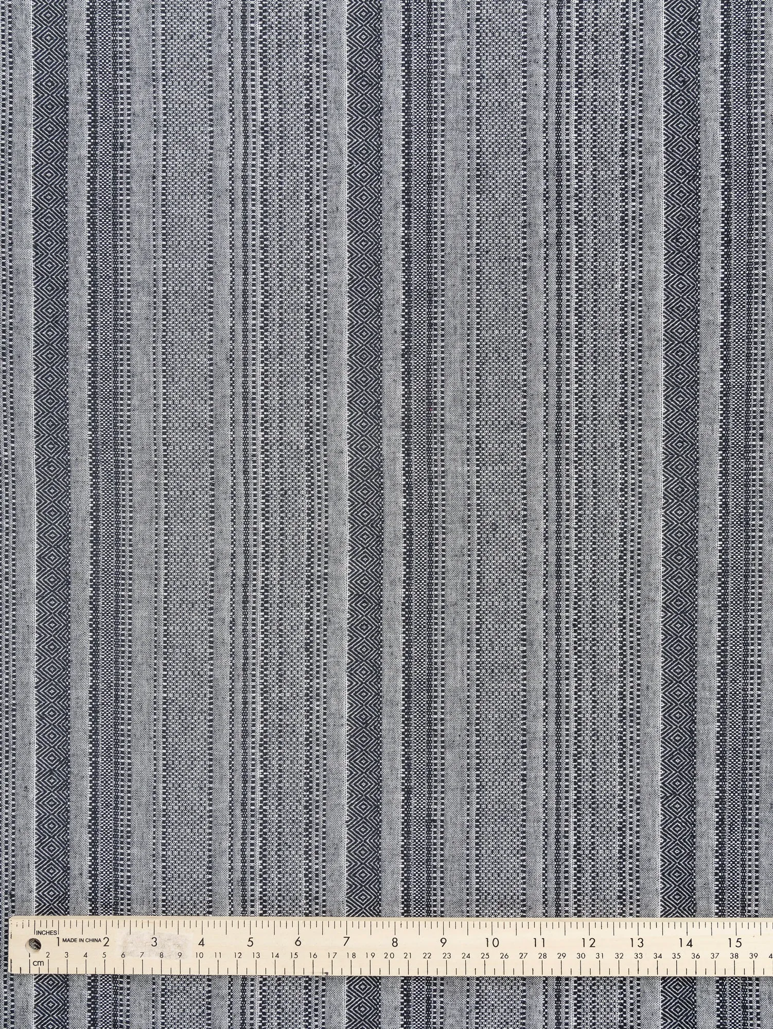 Striped Textured Eco Cotton Blend - Black   White - Swatch