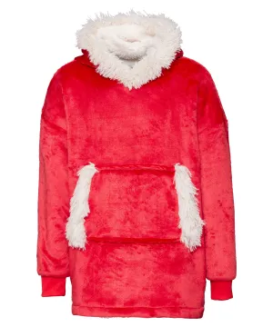 The Kids Ribbon oversized cosy reversible sherpa hoodie | Christmas Red