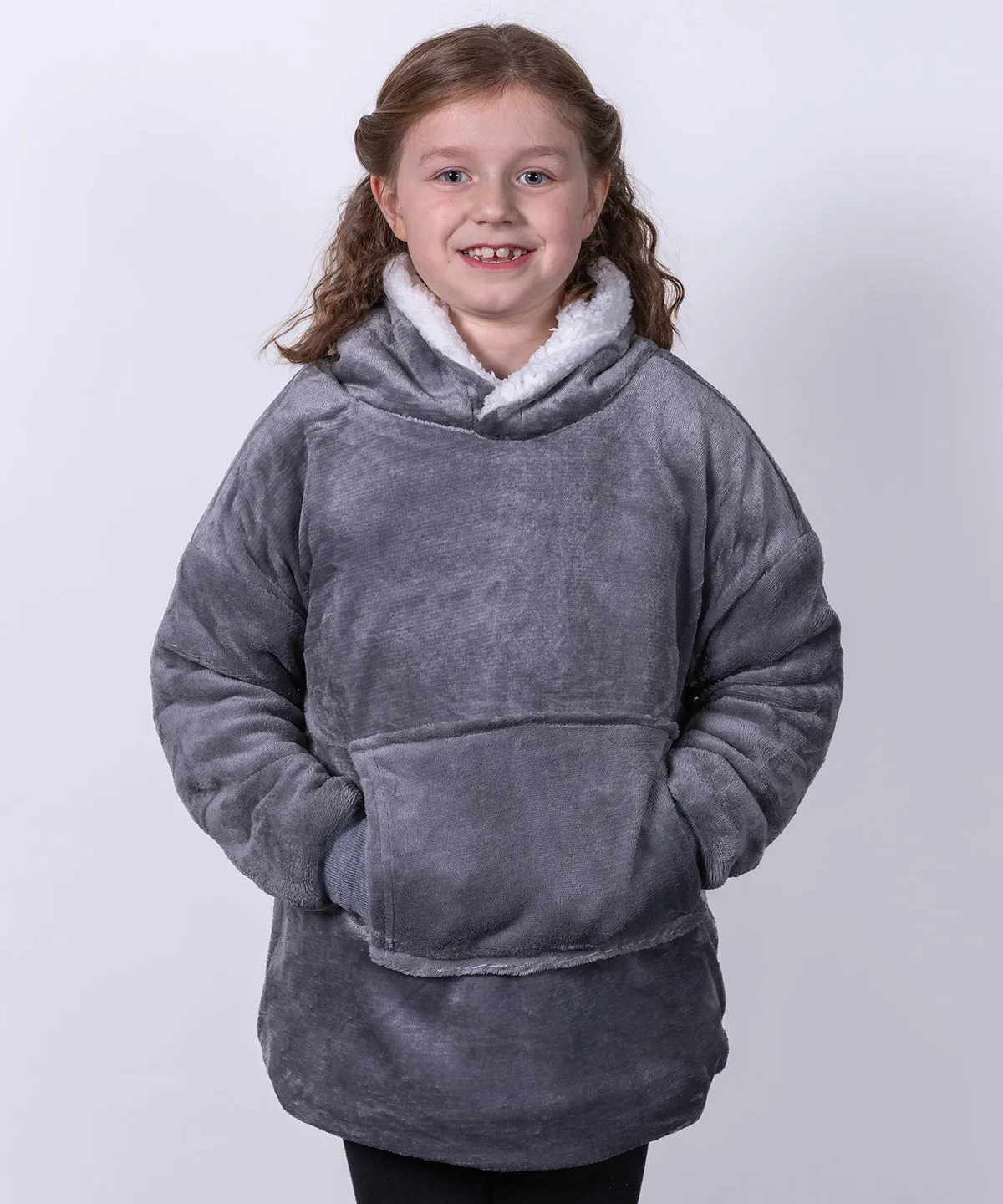 The Kids Ribbon oversized cosy reversible sherpa hoodie | Christmas Red