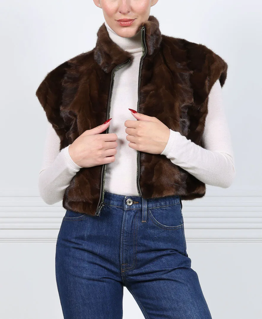 The Lale  Reversible Upcycled Mink Fur Vest