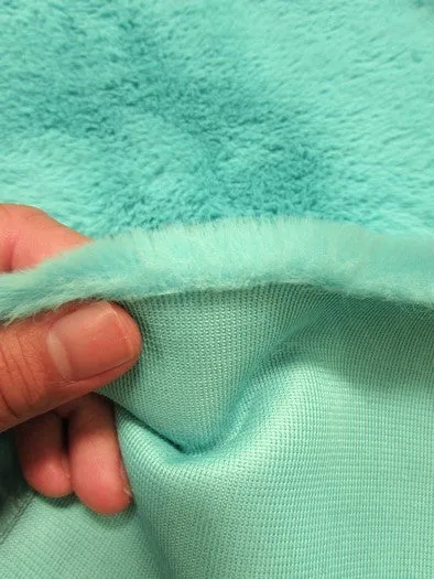 Turquoise Half Shag Faux Fur Fabric (Beaver) / Sold By The Yard