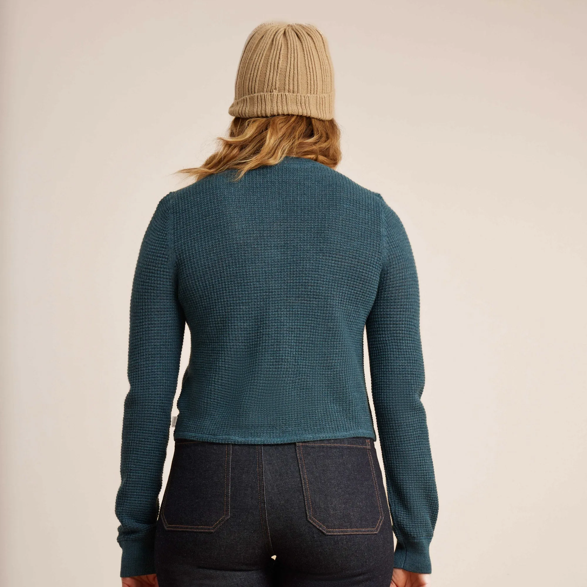 Well Worn Long Sleeve Thermal Sweater - Deep Blue