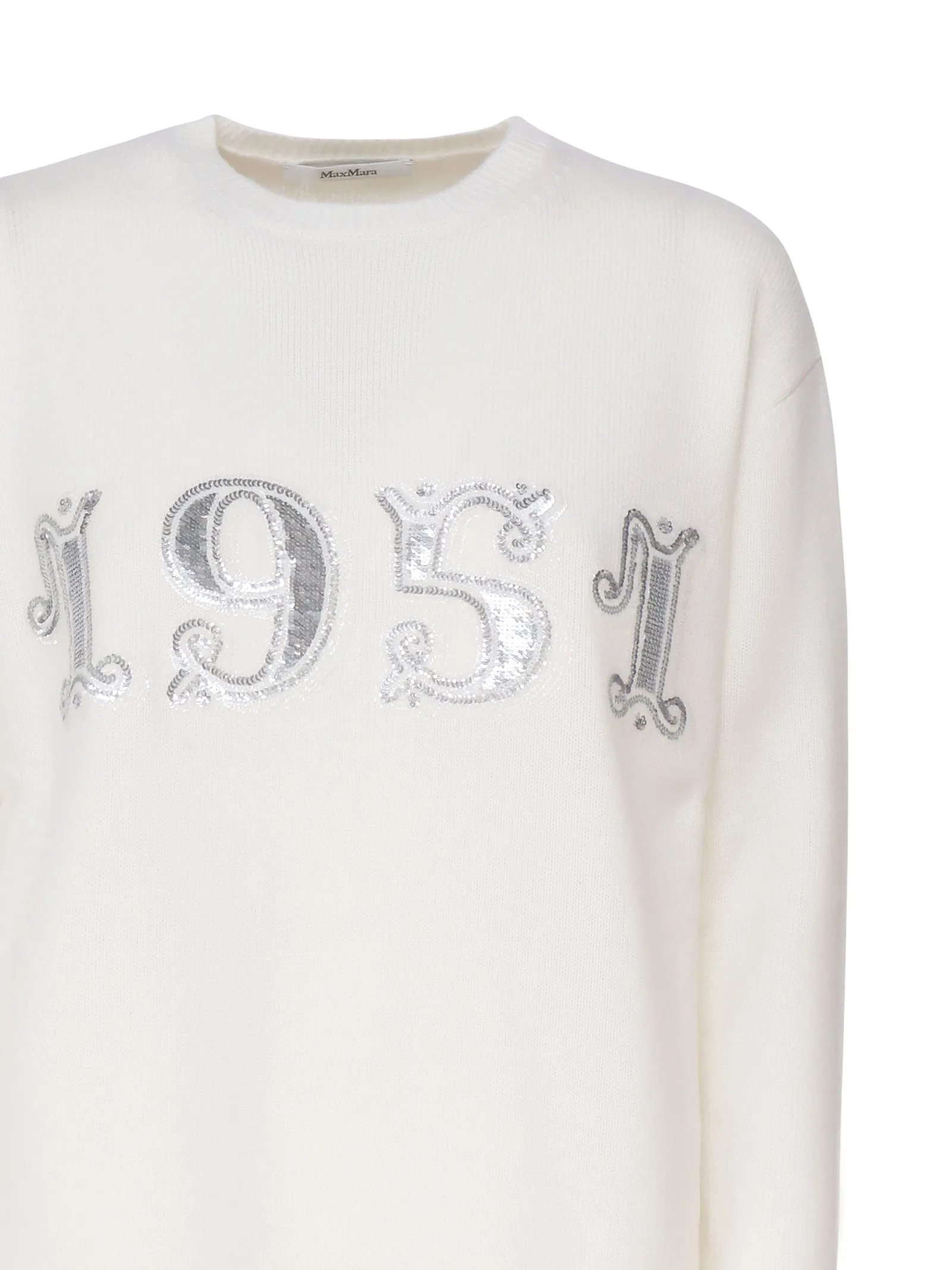 White Wool Cashmere Sequin Pullover