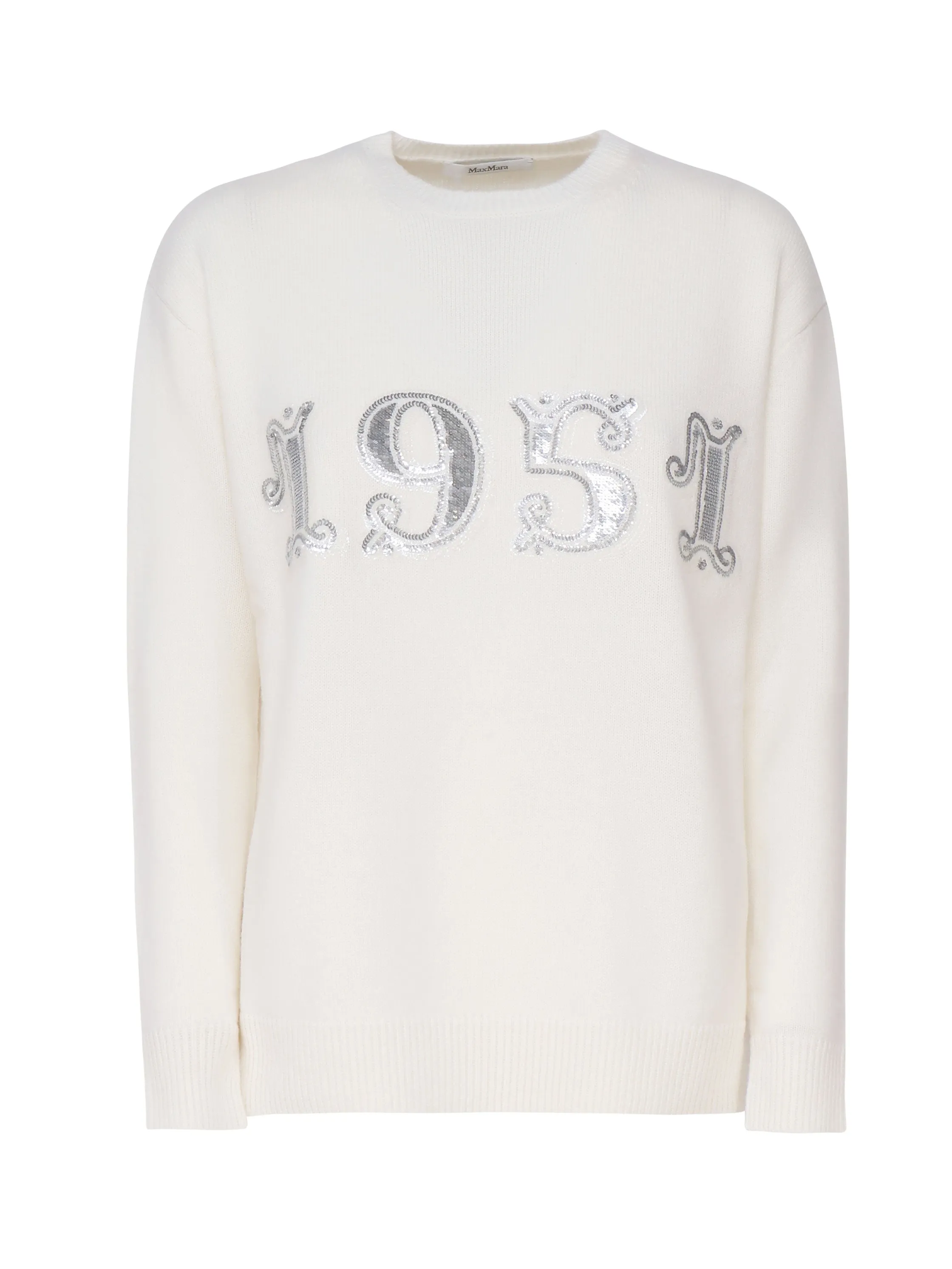 White Wool Cashmere Sequin Pullover