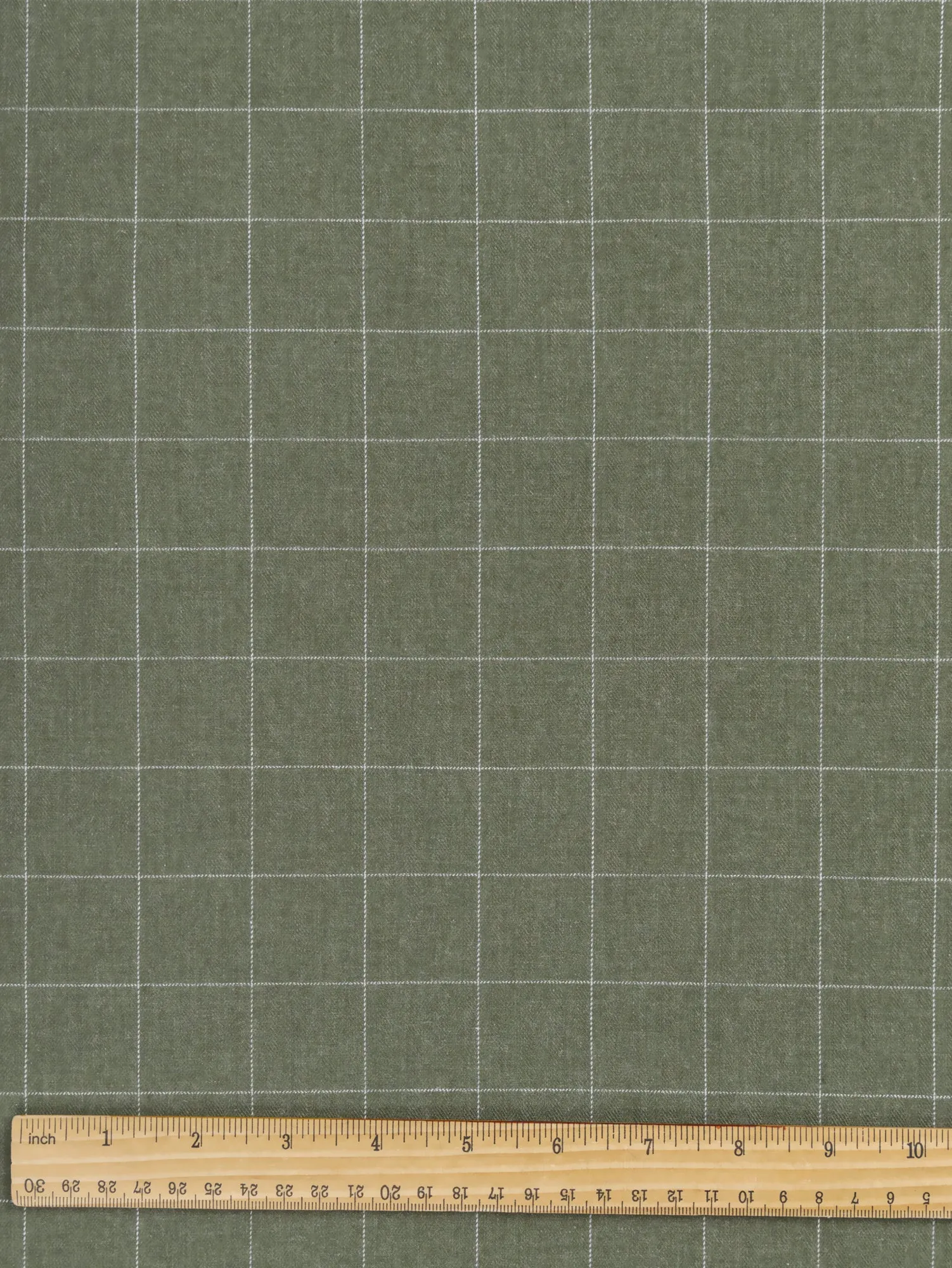 Windowpane Check Brushed Cotton - Olive