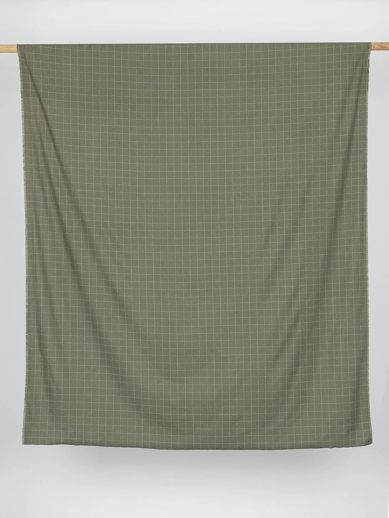 Windowpane Check Brushed Cotton - Olive