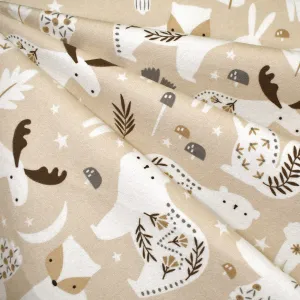 Winter Night Arctic Critters Cotton Flannel Latte